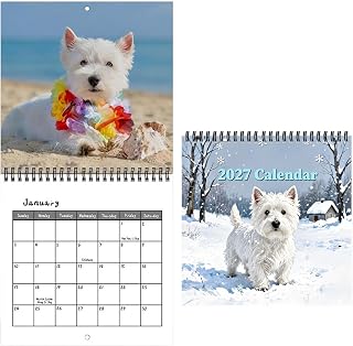 2027 Wall Calendar 12 Month 20x20cm Dog Daily Academic Agenda Planner