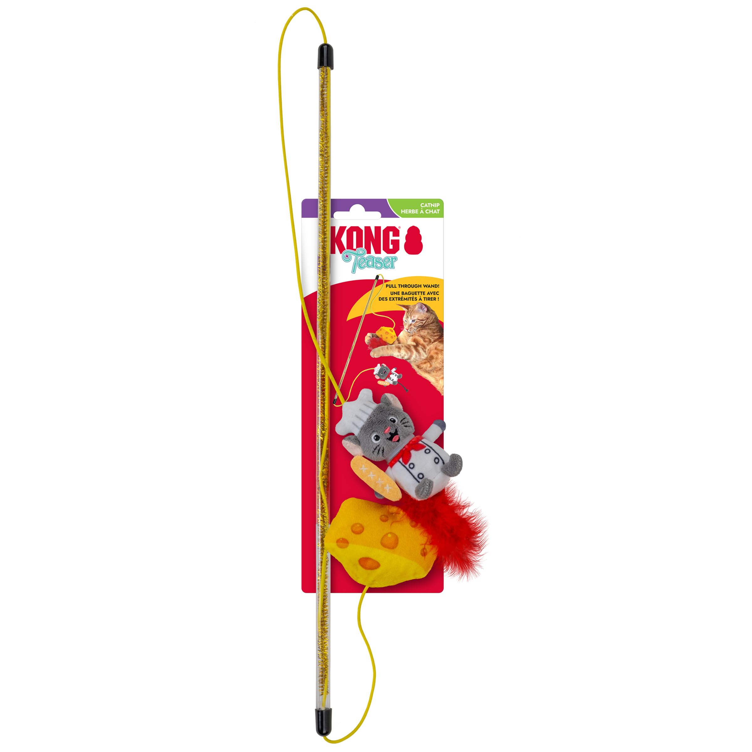 Cat Teaser Wand Toy - Encourages Pouncing & Batting (Dual Mouse)