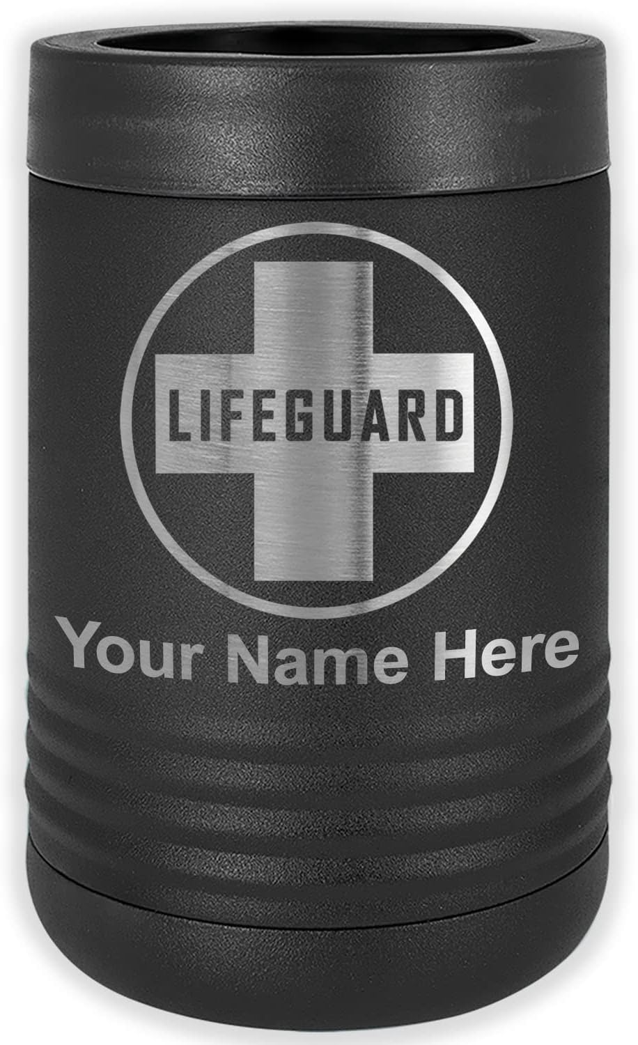 LaserGram Personalized 12 oz. Stainless Steel Can & Bottle Insulator, Lifeguard – Keeps Drinks Cold Longer (Light Blue)