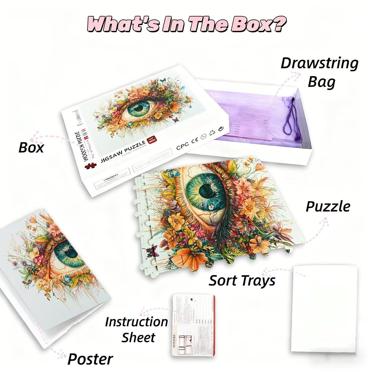 Puzzle 6000 Piezas Adultos Flor Puzzle para Adultos Ojo Rompecabezas Juguetes Educativos Regalos Originales para Mujer, Rompecabezas Entretenimiento Creativo, Divertido Familia Juego 179x105cm F-03