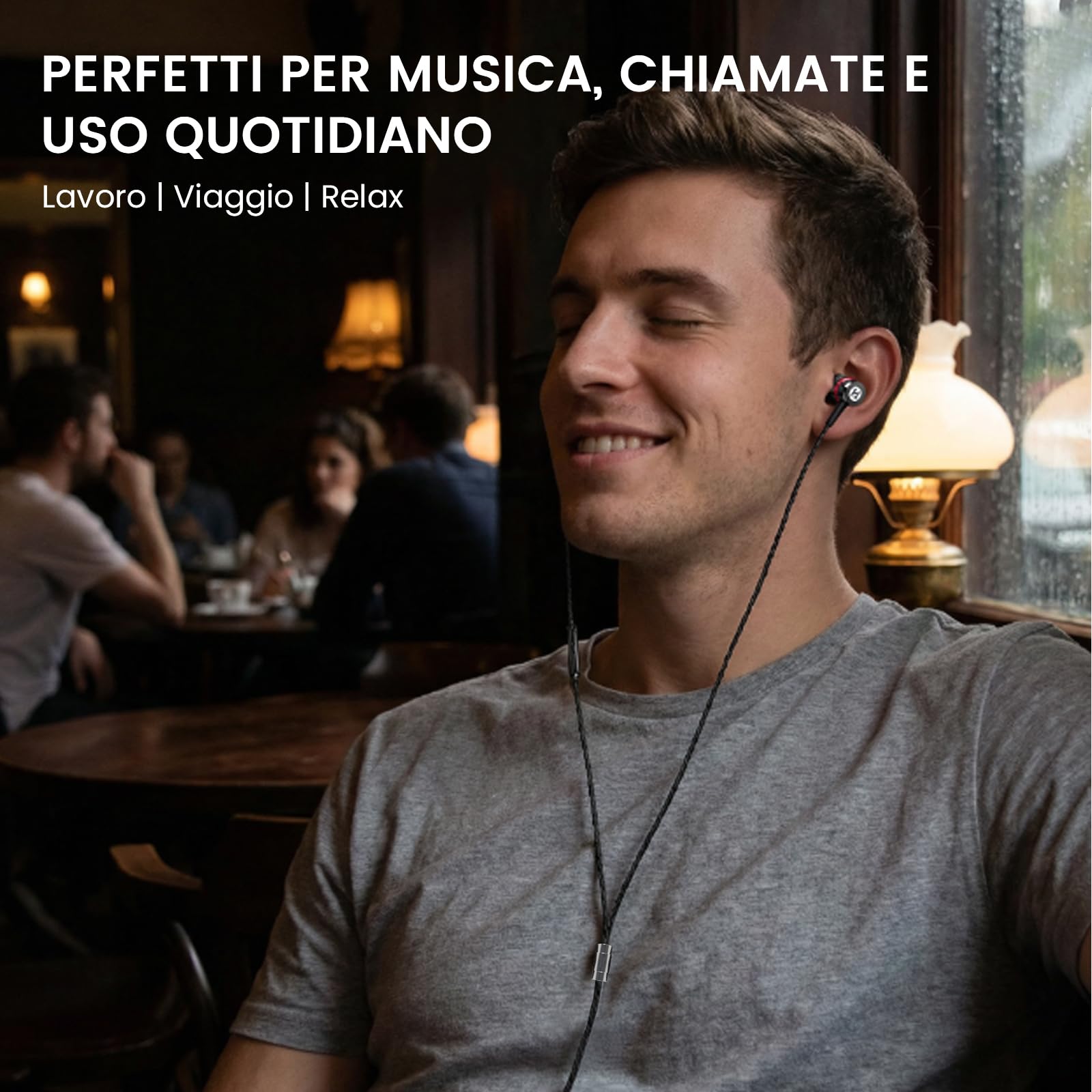 HIFI WALKER Auricolari Cablati con Microfono, Auricolari In-Ear Jack da 3,5 mm con Controllo in Linea, Struttura in Alluminio, Riduzione del Rumore per Laptop, PC e Tablet