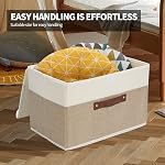 4 Pack Decorative Storage Bins Containers Fabric Bins with Lids Storage Baskets for Shelves Drawers, Desktop, Closet, Playroom, Classroom, Office, Bedroom (38x25x25, Beige/White)