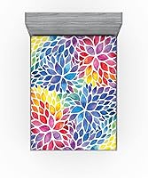 Vista 262 de Ambesonne - Sábana bajera ajustable multicolor, en colores y tres tamaños Azul y gris