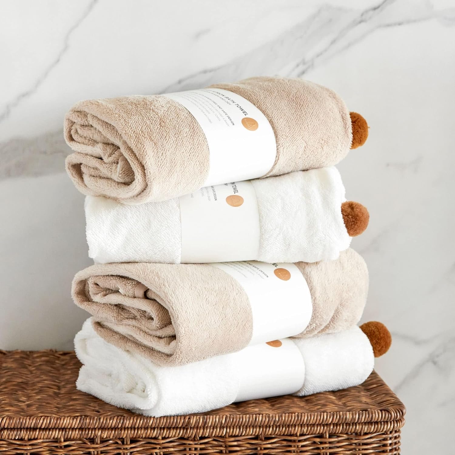 Konny Baby Bath Towel Soft and Fluffy Baby Apron Beach Hooded Towel Pool Newborn Baby Essentials Girls and Boys Cream (0M - 3Y)