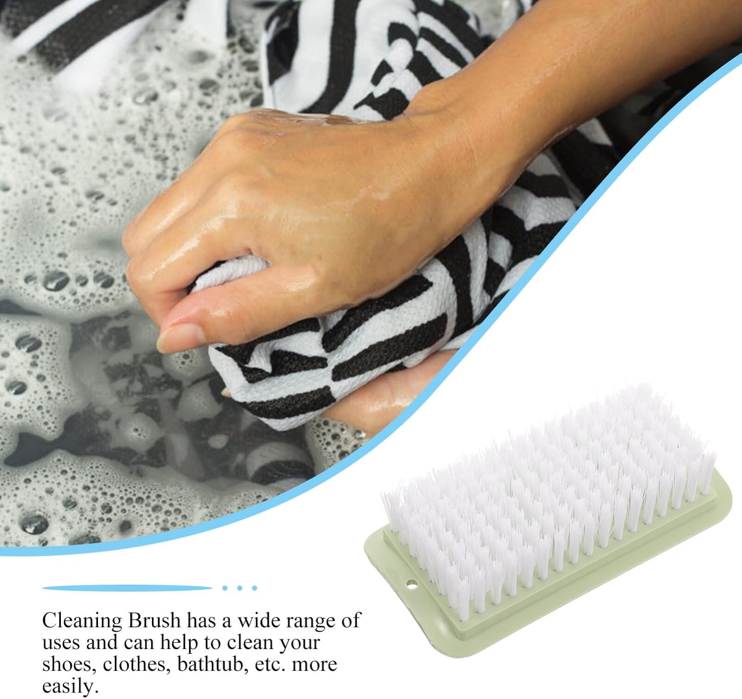 Mobestech 2pcs Portable Laundry Brushes for Shoes Household Cleaning Light Green Ergonomic Design with Stiff Bristles for Effective Scrubbing of Stains Shoes Carpets and More