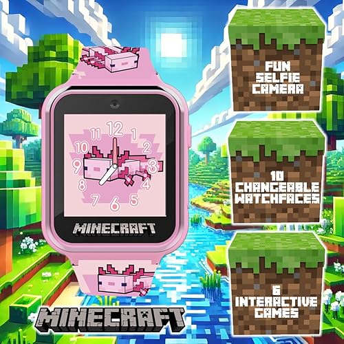 Miniatura 2 de Accutime Minecraft - Reloj inteligente educativo con pantalla táctil para niños niños pequeños cámara selfie juegos de aprendizaje alarma