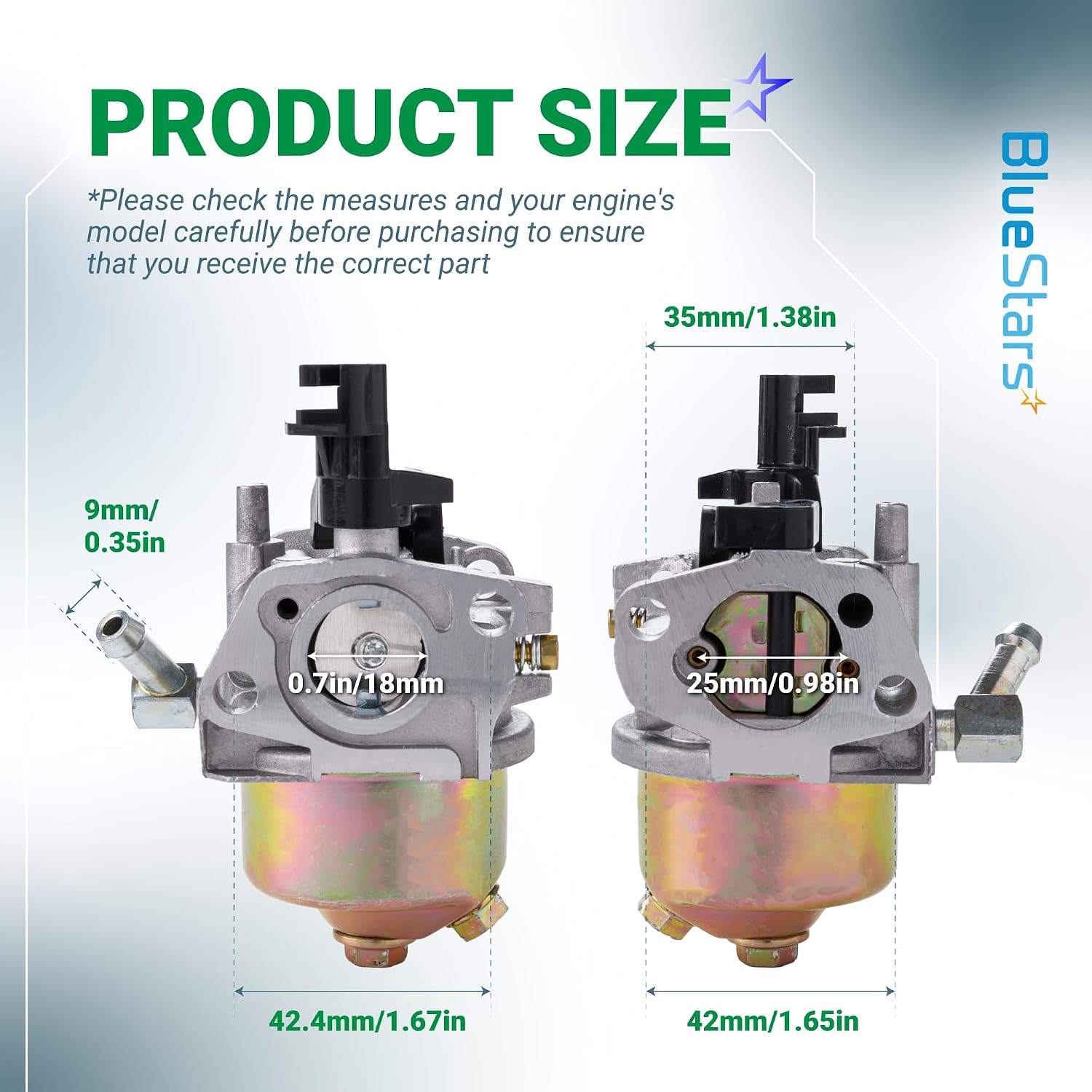 BlueStars 951-12785 Carburetor Kit - Compatible with Troy Bilt Tiller Super Bronco Rototiller 208cc Cub Cadet RT65 751-12785 C46540 46515 Generator Troy Bilt OHV 208CC 212CC Engine Parts