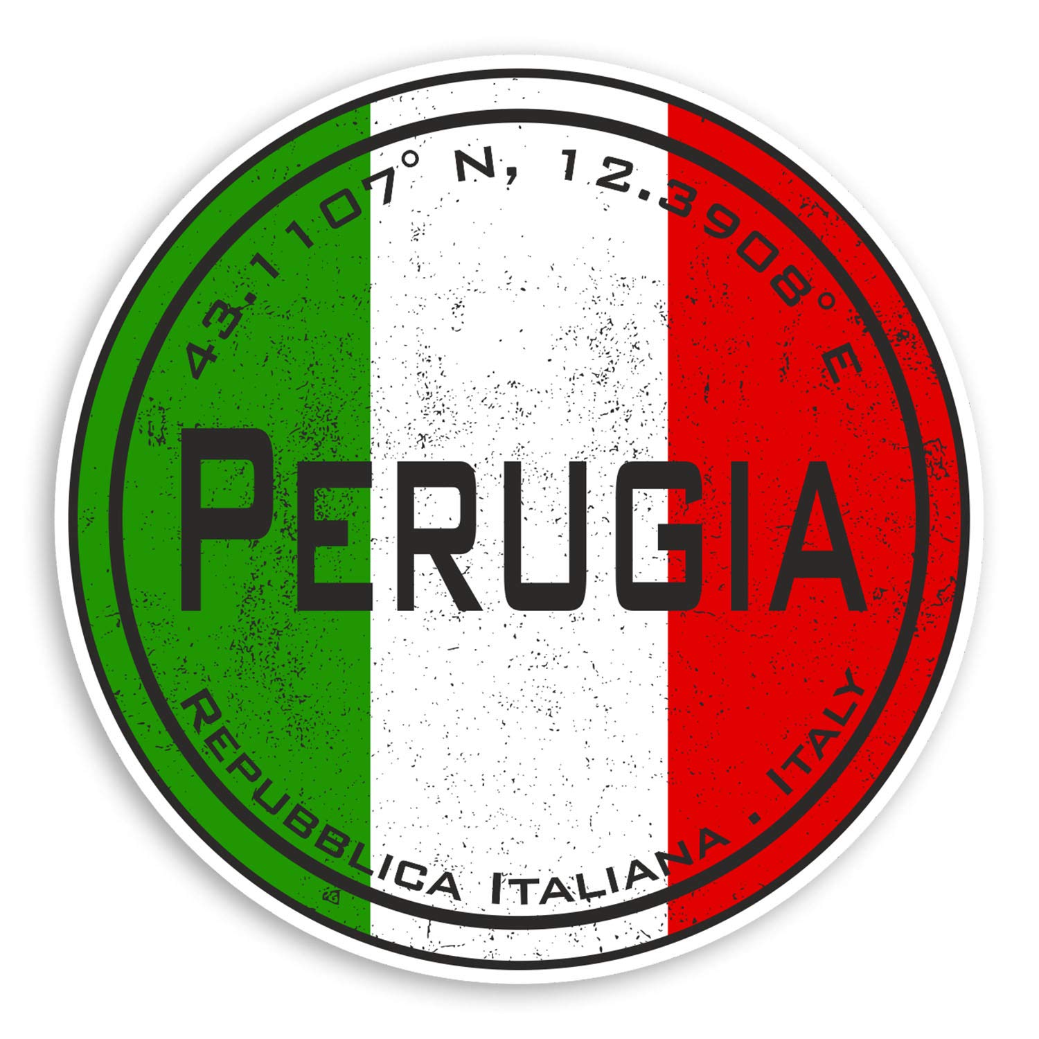 2 x 10cm Perugia Italy Vinyl Stickers - Italian Flag Sticker Luggage #20586 (10cm Wide)