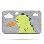 Dinosaur Bath Mat Non Slip, Bath Rug Soft Shower Rug Plush Microfiber Water Absorbent Thick Shaggy Floor Mats for Bathroom, Bedroom, Kitchen, Machine Washable, 16" x 24"