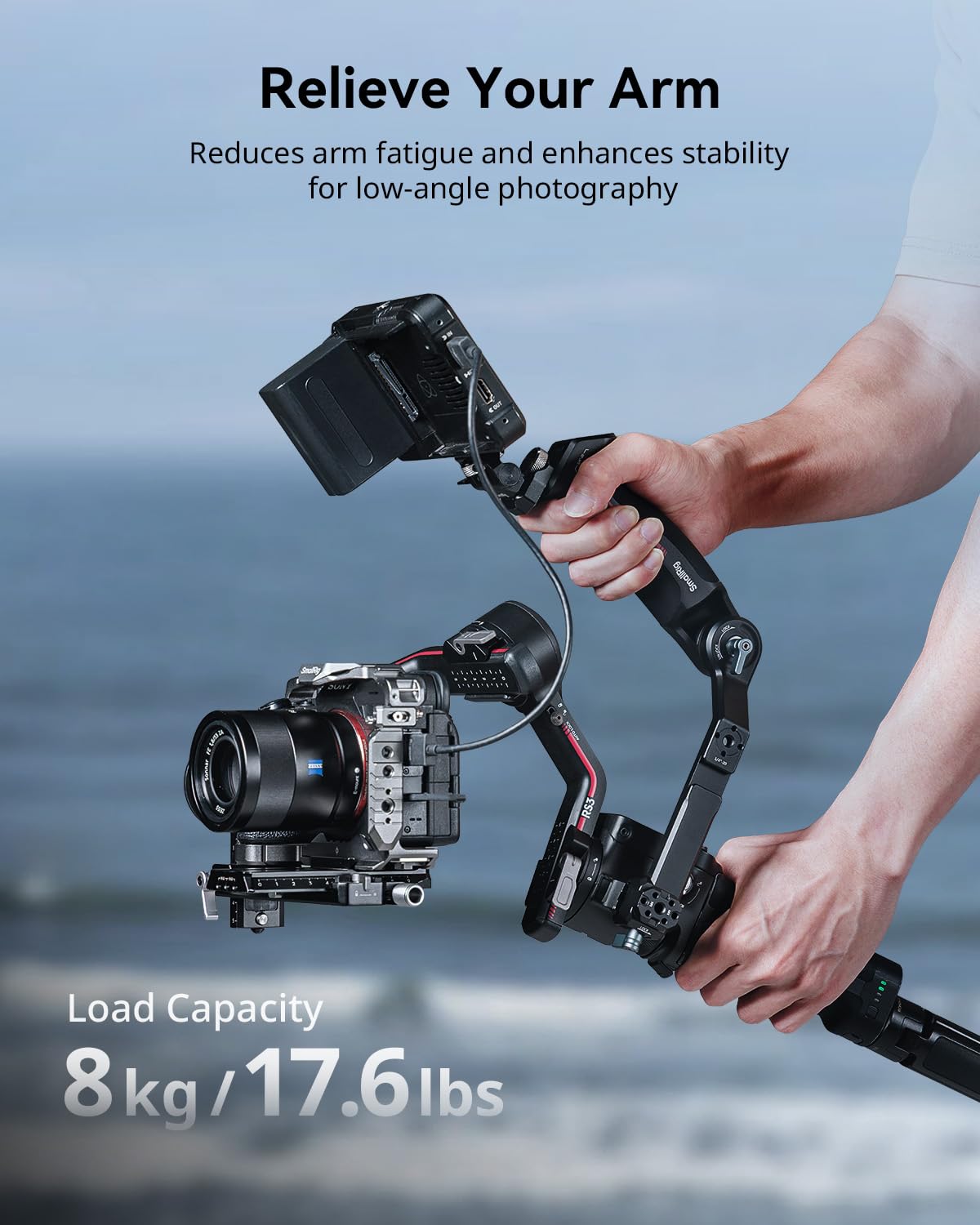 SMALLRIG RS 4/RS 4 Pro Poignée Réglable pour DJI RS 4 / RS 4 Pro/RS 3 Mini/RS 3 / RS 3 Pro/RS 2 / RSC 2/ RS 4 Mini, Load 6 kg, Poignée Ergonomique pour Prises de Vue en Contre-Plongée