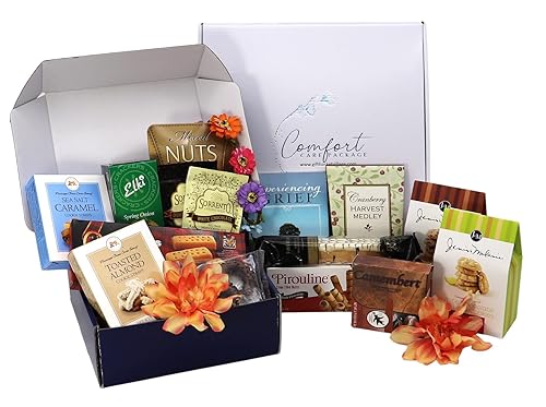 Gift Basket Village - Paquete de cuidado cómodo obleas gourmet, galletas, nueces, mezcla de moca y libro, regalo de condolencias reflexivo, hecho a