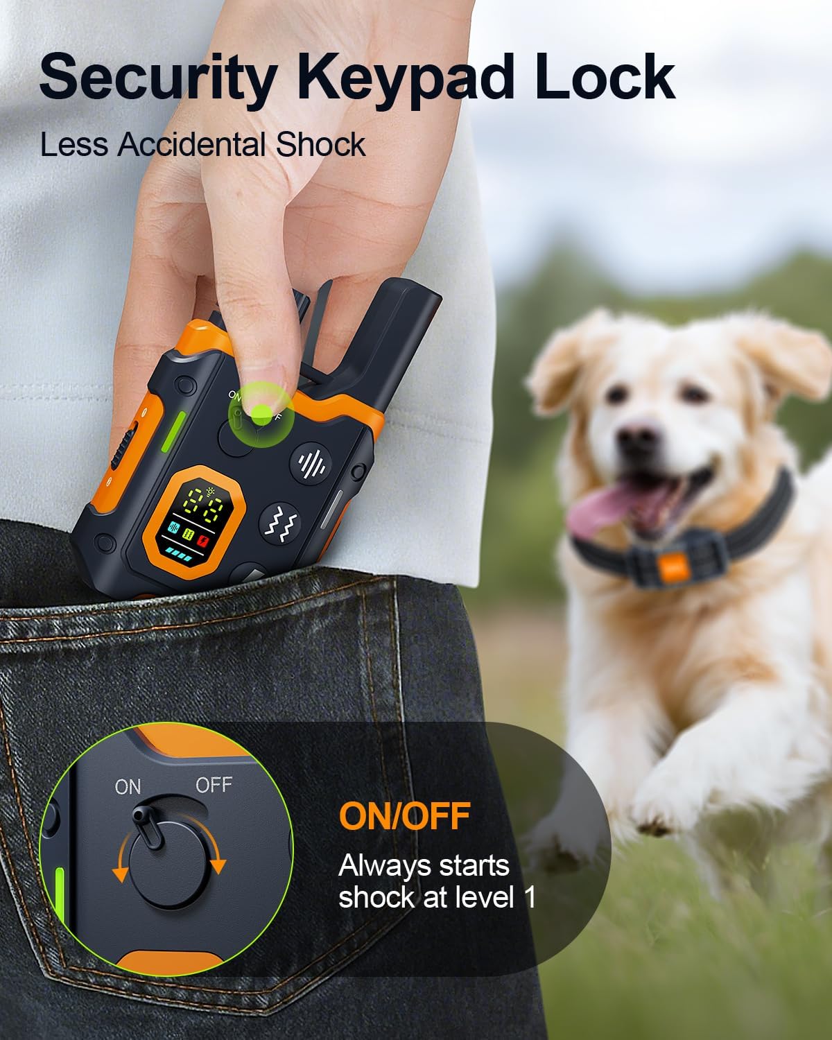 Dog Shock Collar with Remote Control (5-120Lbs) - 3300ft Electric Training Collars for Dogs e-Collars Bark Anti Barking Large Medium Small, Waterproof (Orange)