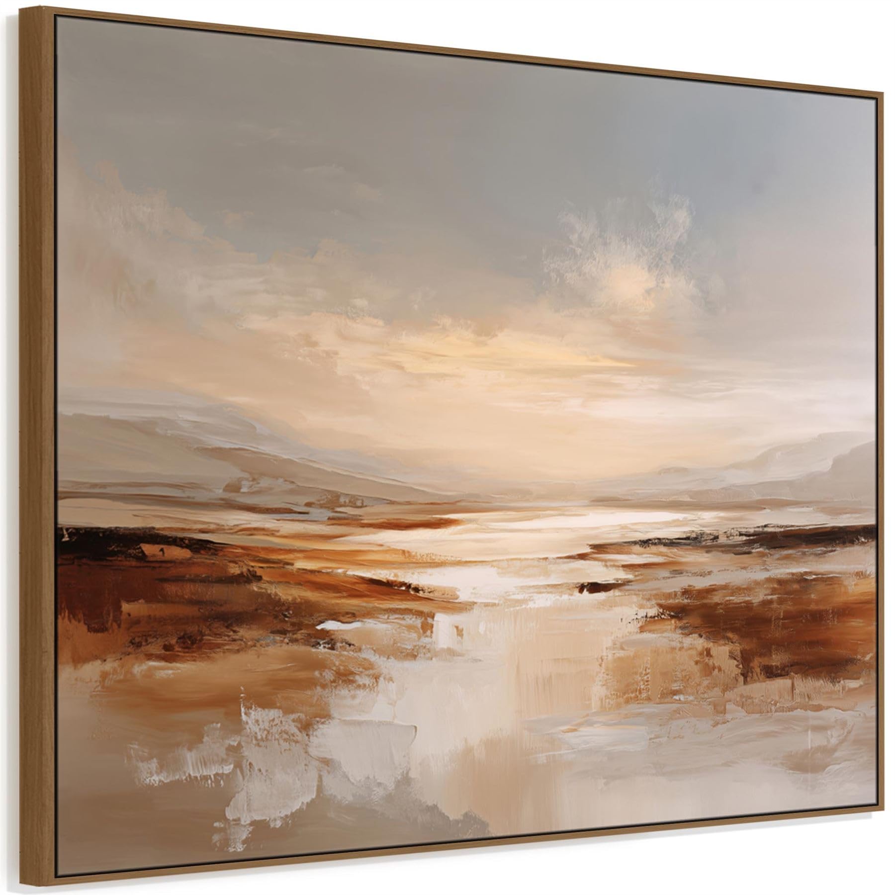 Wallfillers Extra Large Living Room Framed Wall Art - Dusk Umber Reflections (84cm x 69cm)