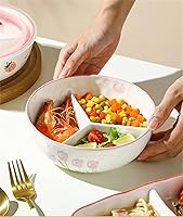 Vista 3 de Bandeja de almuerzo de cerámica con compartimento profundo para cafetería, control de porciones y platos llanos para pérdida de peso, 7 pulgadas