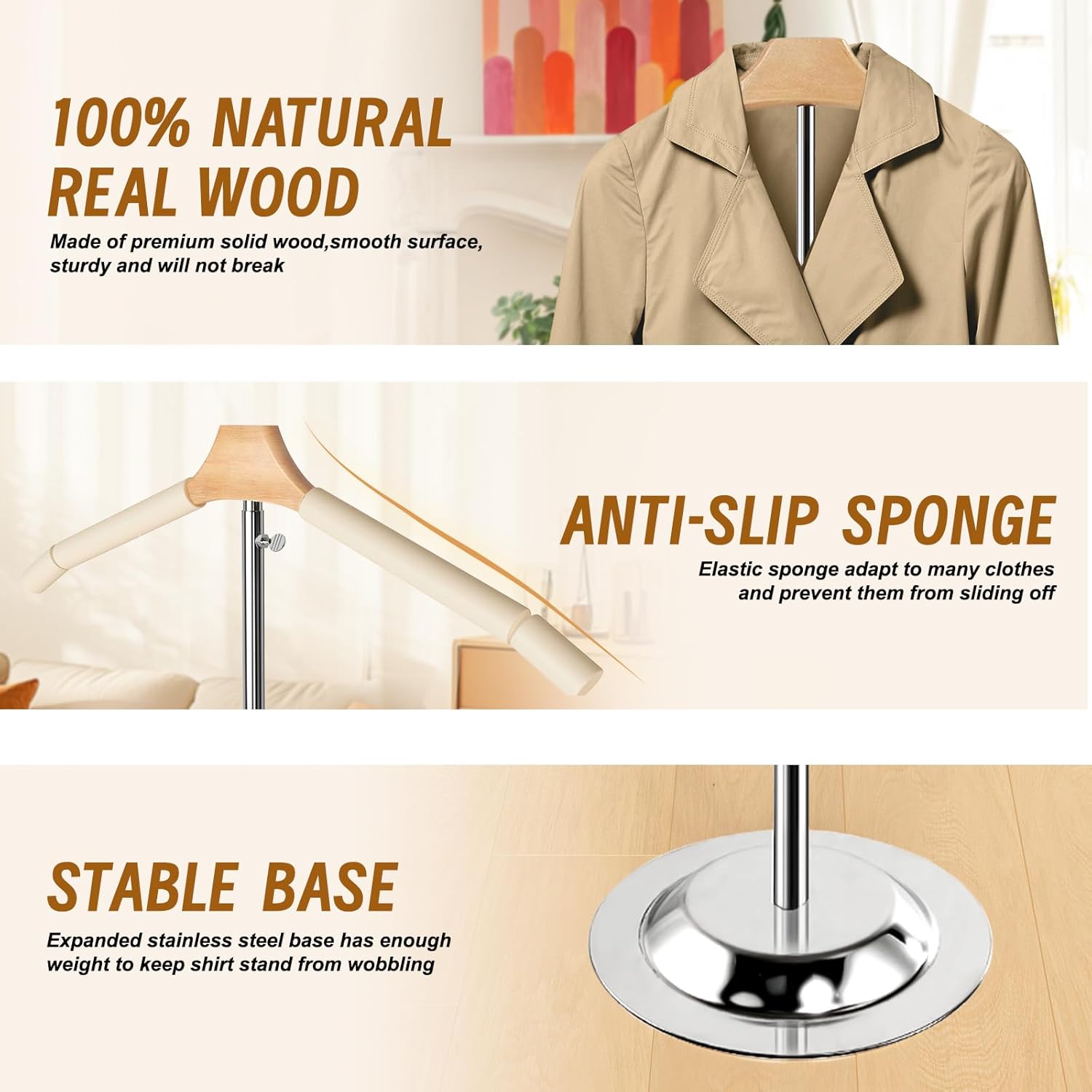 Adjustable Display Stand 10Pcs, 20-35 Inch Height for T-Shirts, Jackets, Coats at Events, Trade Fairs, Trade Shows (White)