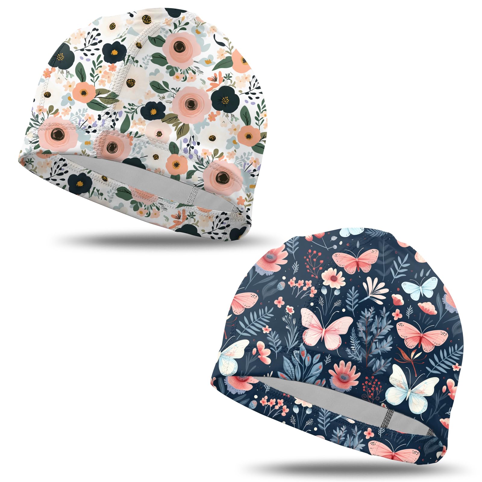 Deokke 2 PCS Fabric Swim Cap Elastic Breathable Cloth Swimming Cap Fit Short Hair Men Women Girls One Size Hat