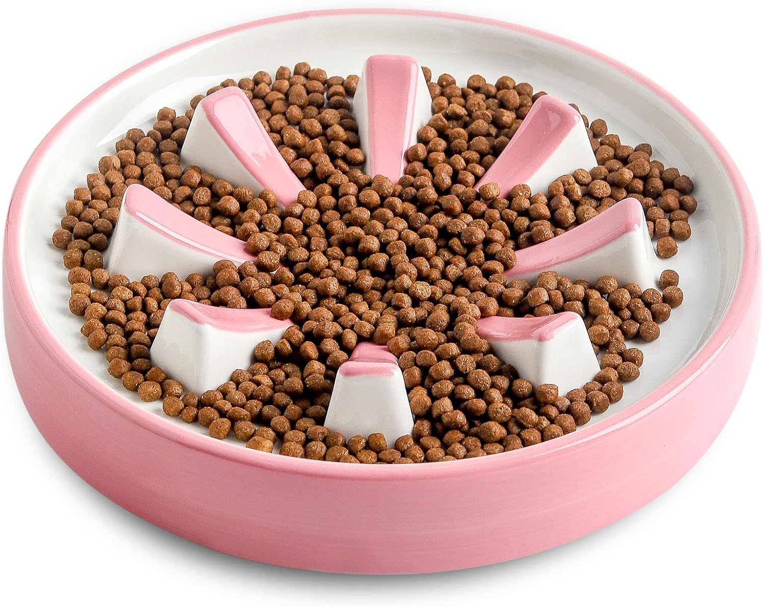 Slow Feeder Cat Bowls, Fun Interactive Bloat Stop Puzzle Feeder Bowl Healthy Eating, Ceramic Food Water Dish with Flower Design, Pet…