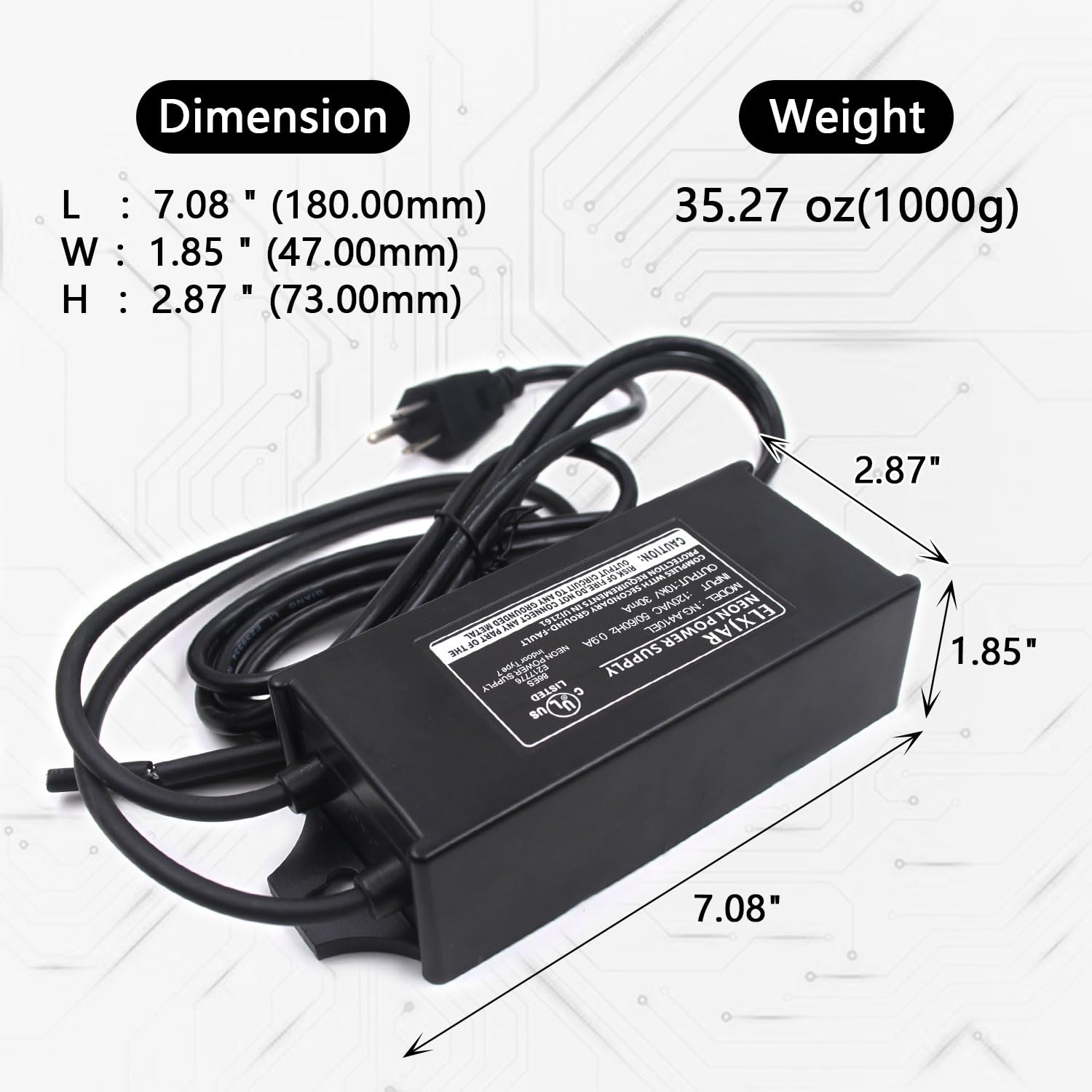 10kV 10000V 30mA NG.A410EL Neon Sign Transformer Power Supply for Glass Neon Tubes 7-15mm Indoor Use with Ground Fault and Overheat Protection 120V Input