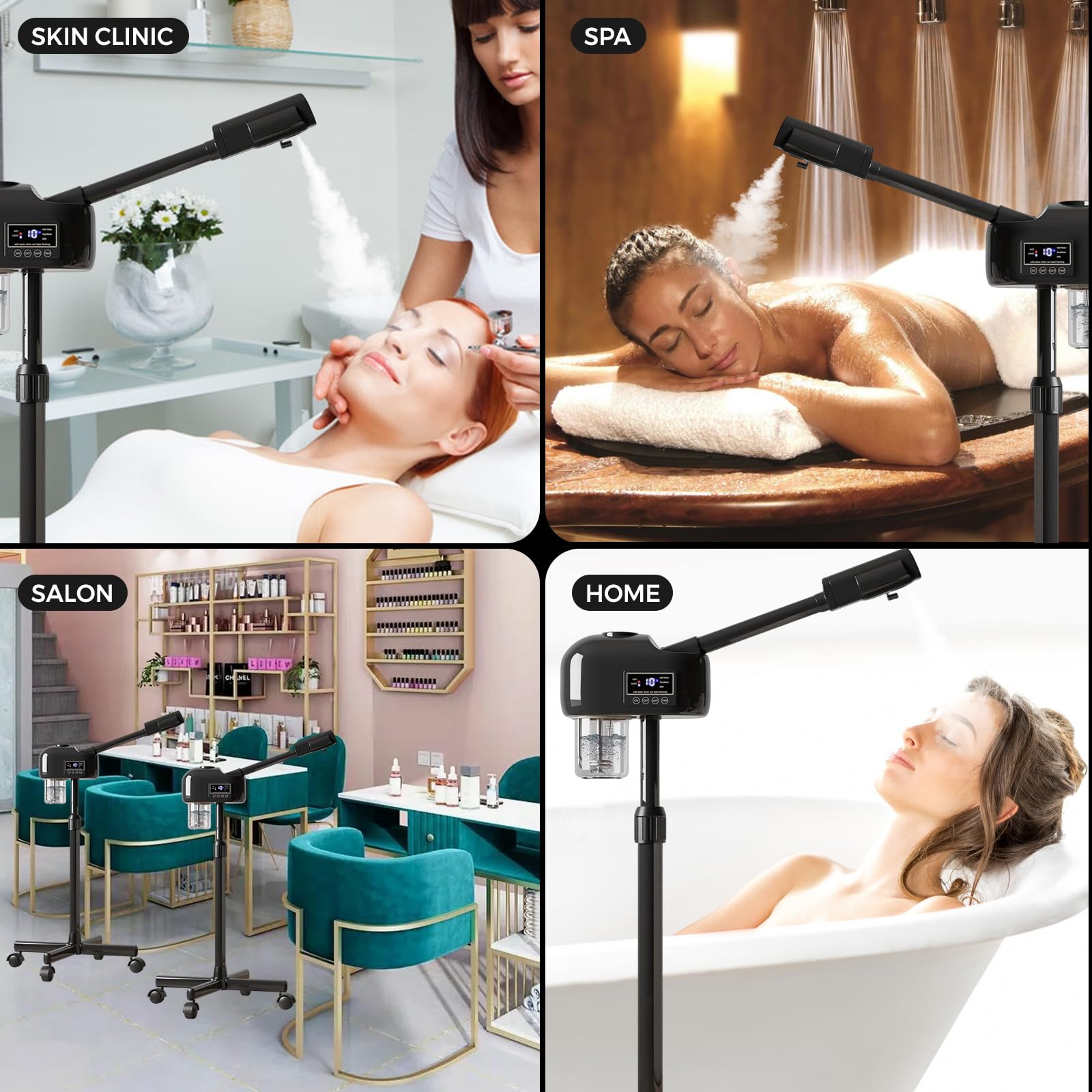 Professional Facial Steamer with Timer, Hot Mist and Wheels