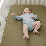 Pobibaby - 2 Pack Premium Fitted Neutral Crib Sheets for Standard Crib Mattress - Ultra-Soft Cotton Blend, Safe & Snug Fit, Stylish Gingham Crib Sheet (Khaki)