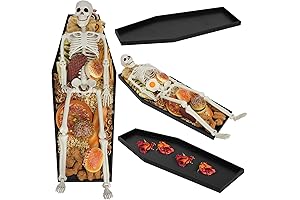 Extra-Large 32'' Halloween Coffin Charcuterie Board with 3-Foot Skeleton