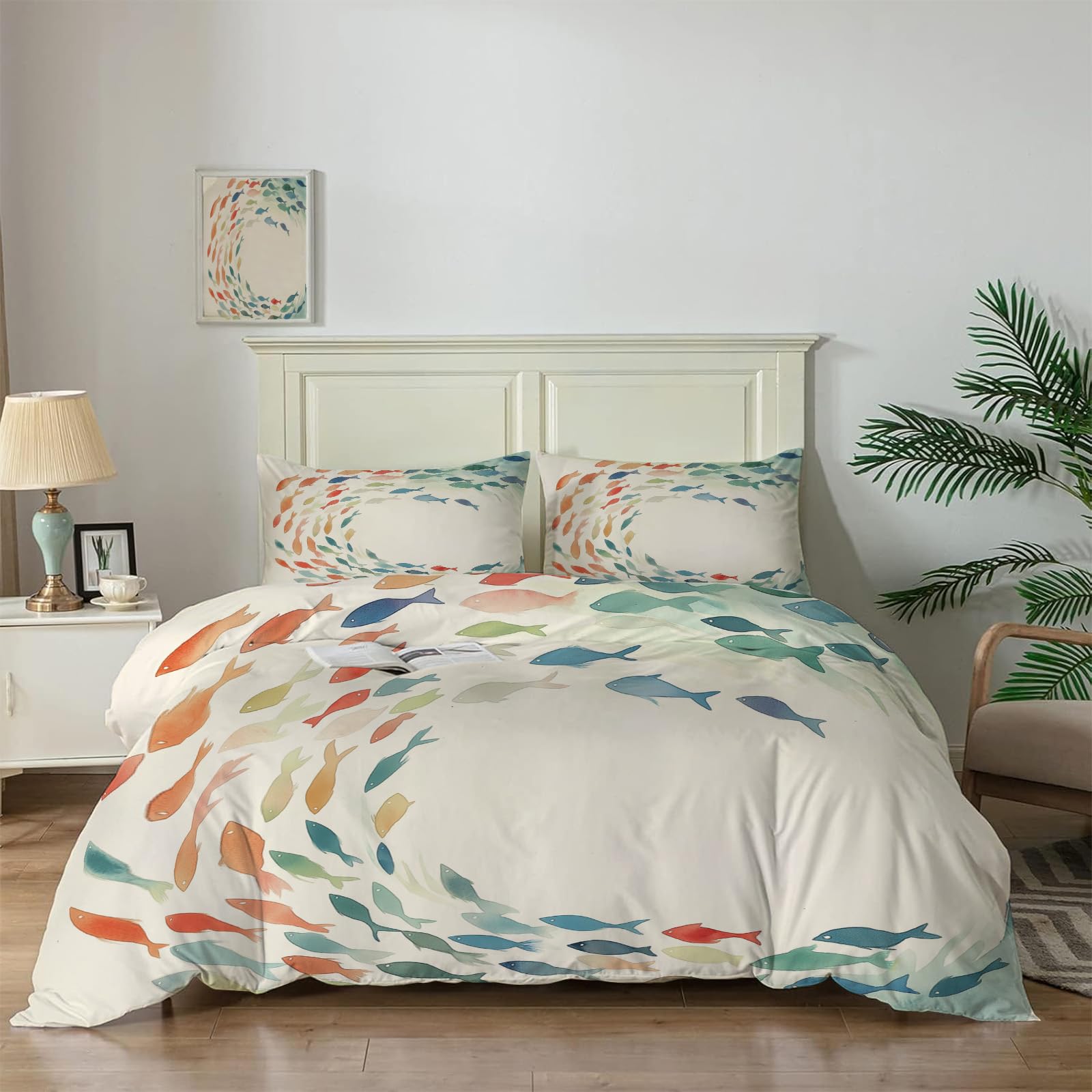 Parure de lit poisson aquarelle pour transformer votre chambre en oasis de fraîcheur