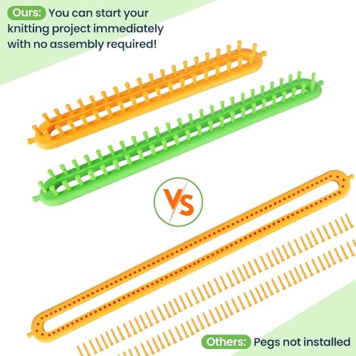 Miniatura 5 de Katech Juego de telares de tejer rectangulares de 3 piezas, clavijas dispersas, diferentes tamaños, juego de telares de tejido de plástico colorido