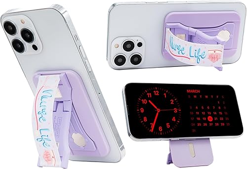 Miniatura 19 de LOVEHANDLE PRO MagSafe Compatible Agarre Magnético para Teléfono con Soporte de Pata - Montura, Correa y Soporte para Smartphone y Tablet - Anillo