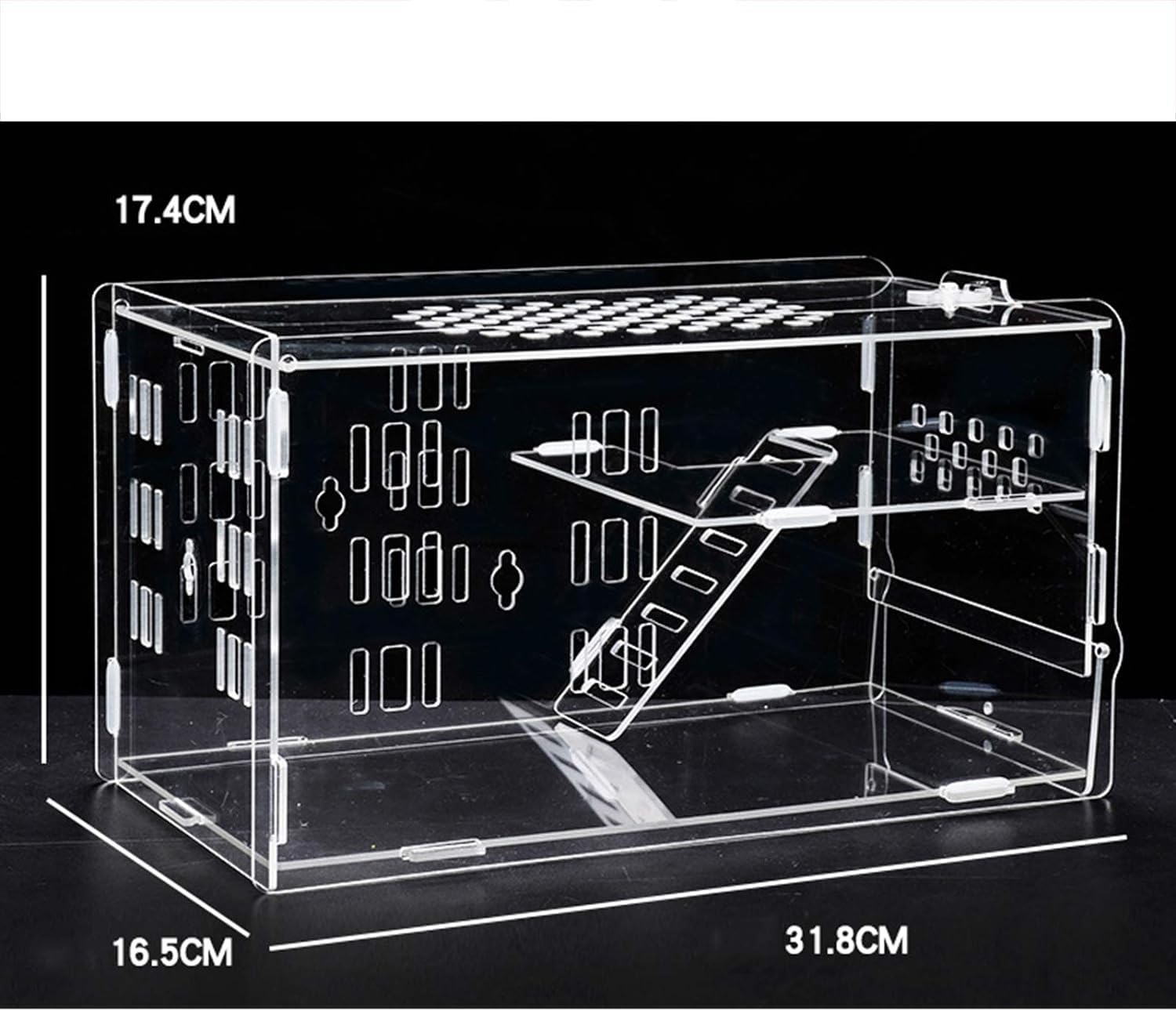 Jaula acrílica Transparente para hámster, Jaula de Animal PEQUEÑO, casa para hámster con Botella de Agua, Rueda para Correr, Escalera de Escalada, terrario Gerbil