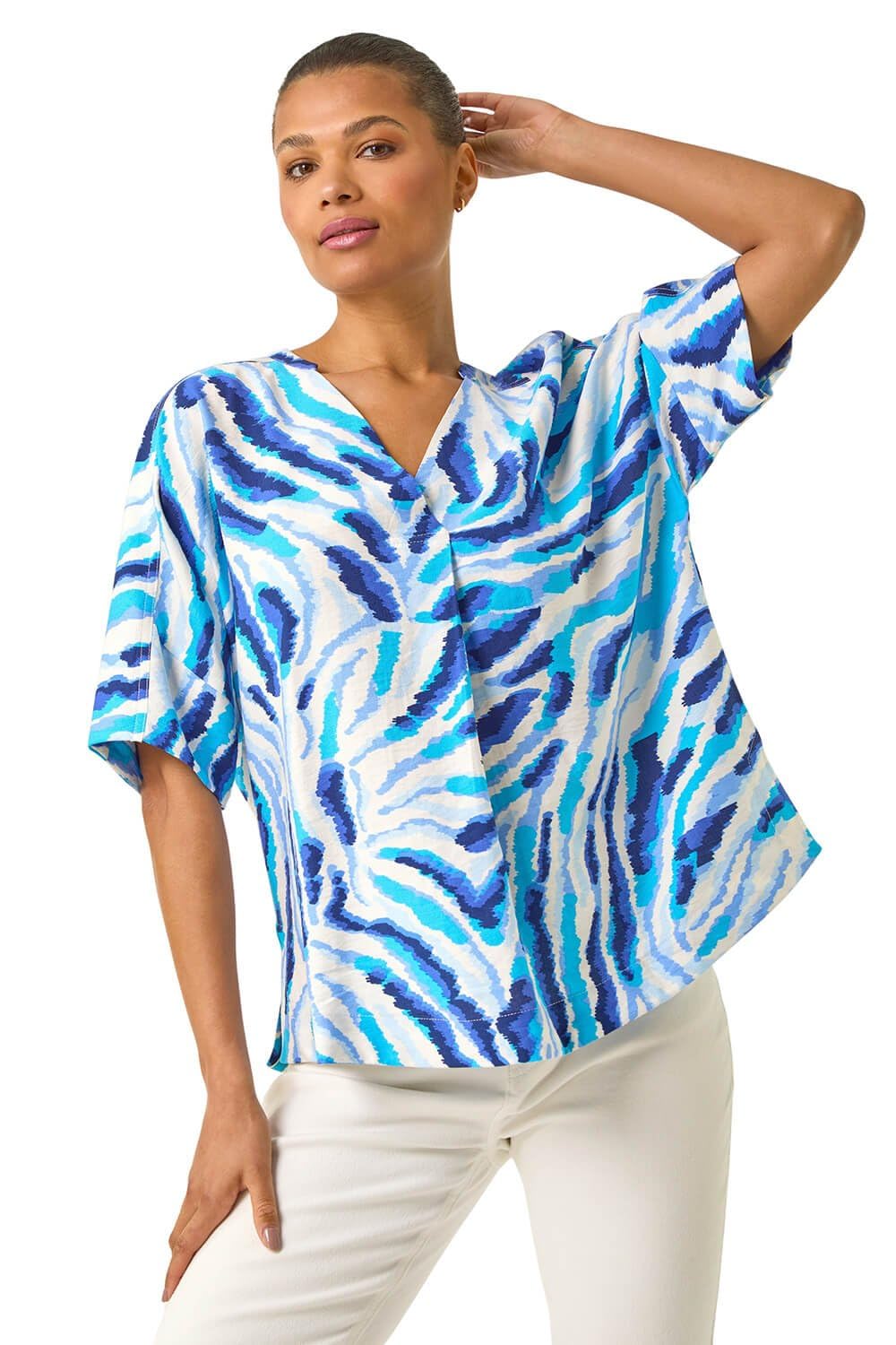 Roman Short Sleeve Shirt for Women UK Ladies Tunic Top Summer Blouse Casual Smat T-Shirt Spring Work Cocktail Party Going Out Special Occassion Holiday V-Neck