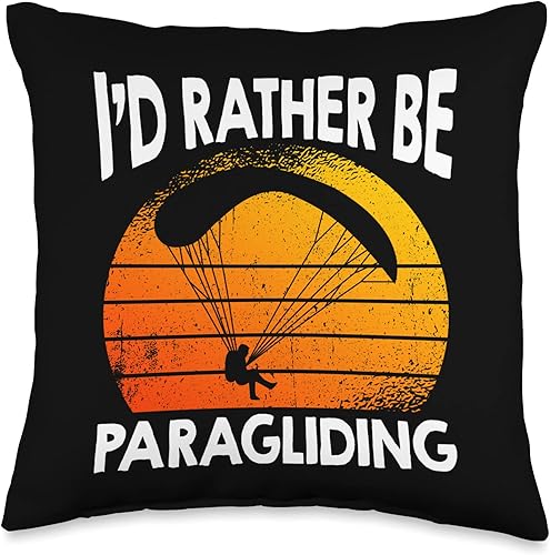 Funny Paragliding Equipment Paragliding Gifts I'd Rather Be - Almohada de parapente, 16 x 16 pulgadas, multicolor