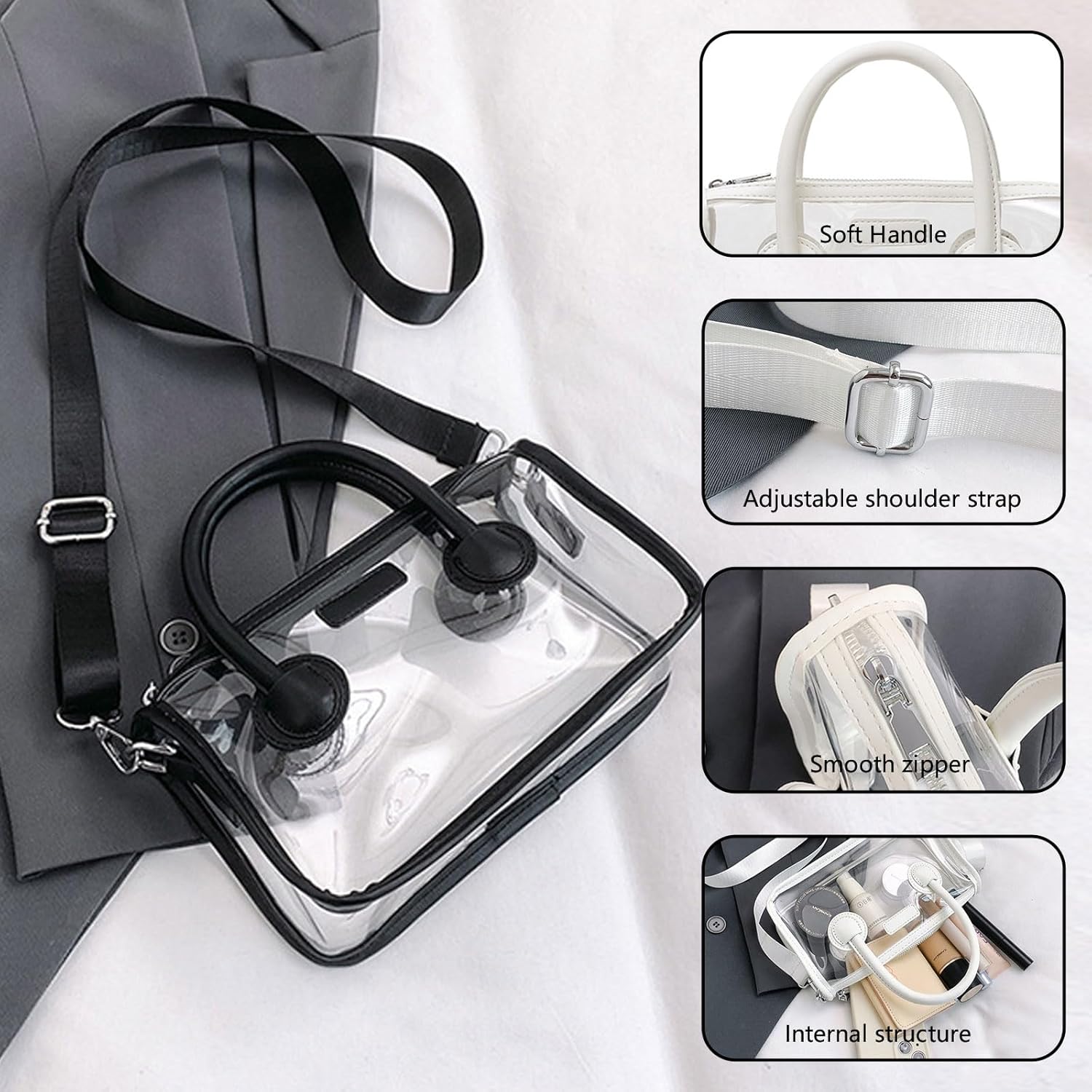 WREWING Clear Bag for Stadium Approved PVC Handbag for Women Crossbody Purse Shoulder Bag for Events Concerts Travel Daily - Image 3