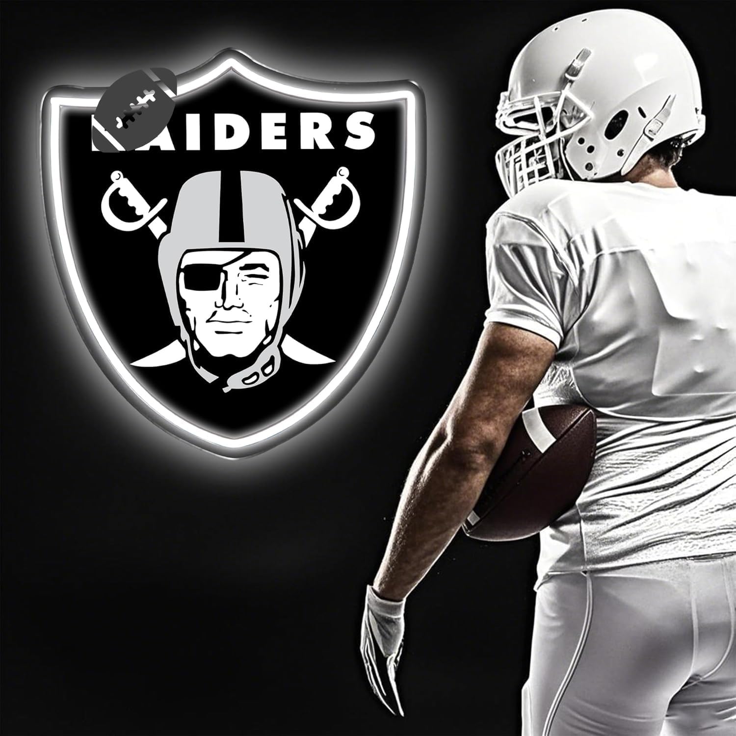 Football Team Neon Sign, Cool Dimmable Light Up Football Team Logo Hanging USB Powered for Wall Decor, Man Cave, Bedroom, Game Room Deco, Birthday Christmas Merch Gift for Boys Fans - Image 6