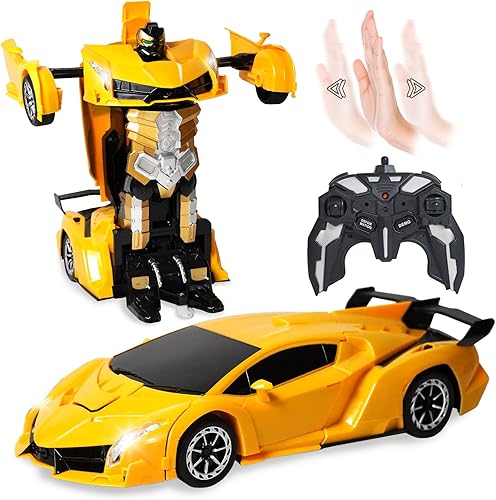 ACED Kids Toys - 112 Scale Hand Gesture Deformation and Remote Control Transformation Robot RC Car Toy with Light and Music - Birthday Gift for