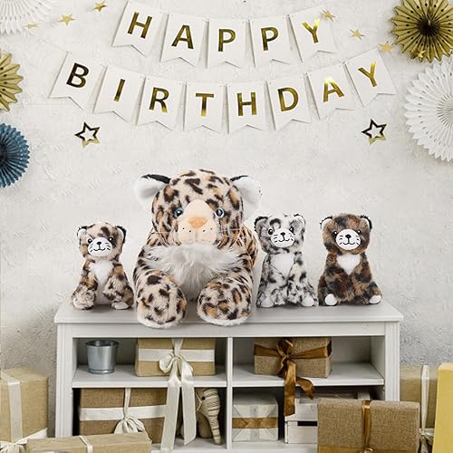 Miniatura 5 de MaoGoLan Juego de 4 peluches de guepardo, 4 piezas de juguete realista de felpa de leopardo, guepardo de peluche con 3 cachorros, animal de peluche