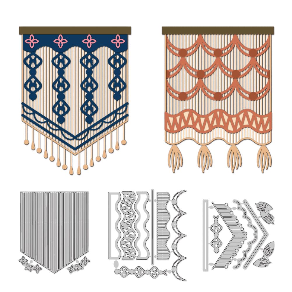DELORIGIN Bohemian Style Tapestry Die Cuts for Card Making Overlay Frame Carbon Steel Die Cuts Cutting Dies Frame Stencils Scrapbooking Embossing Template Dies for Greeting Card Embossing Invitation