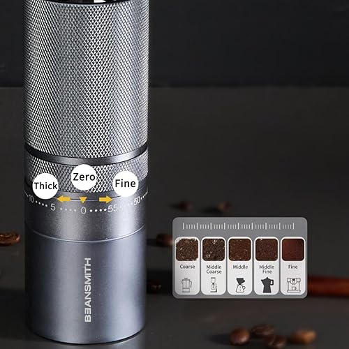 Miniatura 5 de Molinillo de café manual M1  Fresa cónica de acero inoxidable de 7 estrellas, ajuste externo de 60 clics, capacidad de 1.06 oz molinillo de rebabas