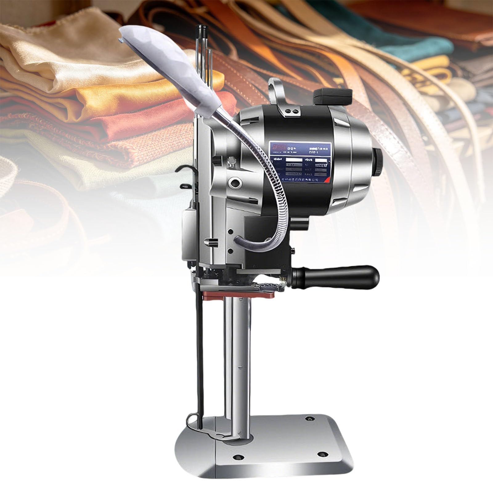 Macchina Taglio Elettrica Tessuti,Taglierina Verticale Tessuti con Lama Dritta,Taglierina Verticale Tessuti Elettrica per Tessuti con Luce LED Rotante 360° Pelle,Taglio della Carta 8inch