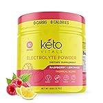 Keto Vitals Electrolytes Powder - Sugar Free Keto Electrolytes Powder with Potassium, Magnesium, Sodium, & Calcium - No Sugar Electrolyte Drink Mix & Hydration Powder, 60 Servings, Raspberry Lemonade