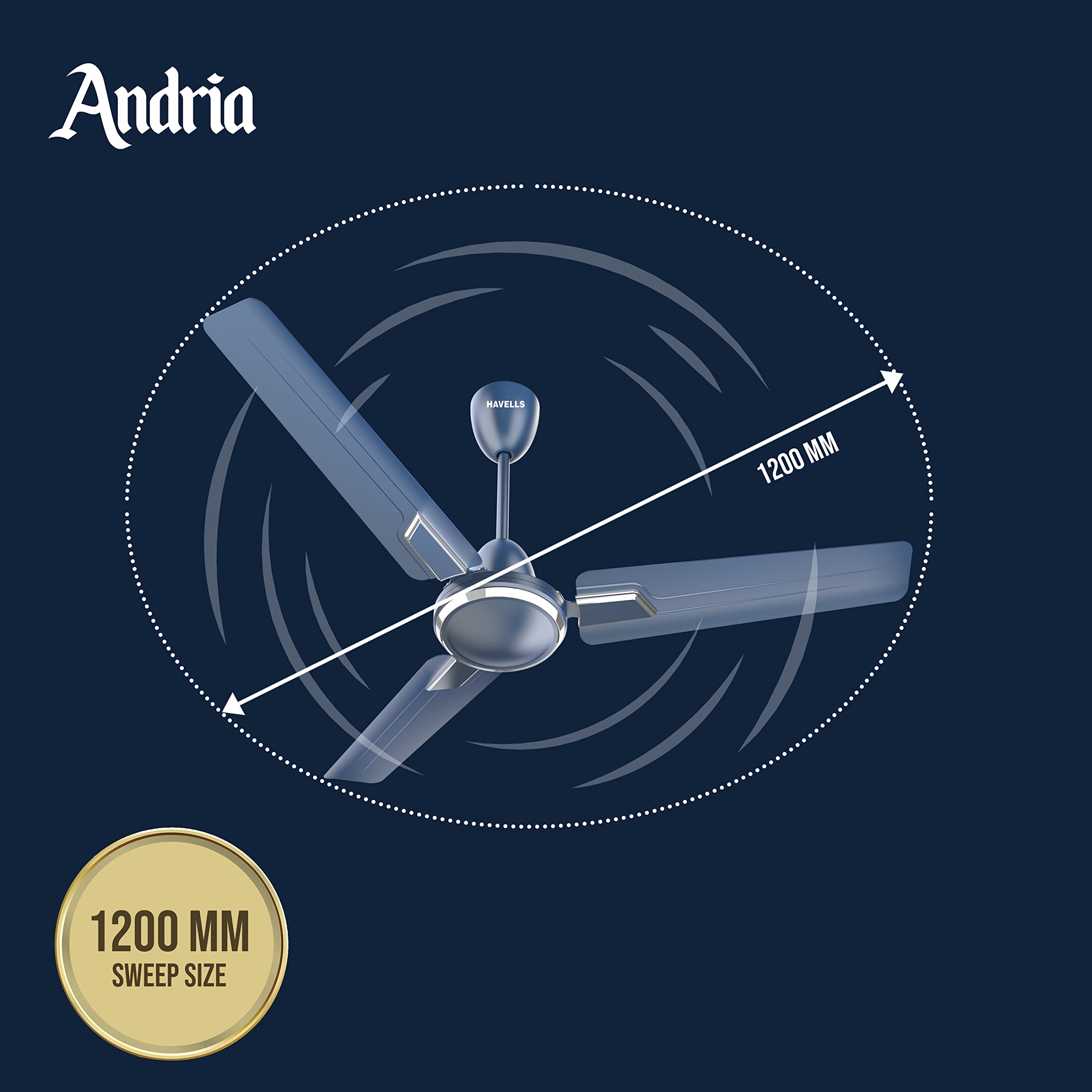 Havells Andria Ceiling Fan - Indigo Blue -4