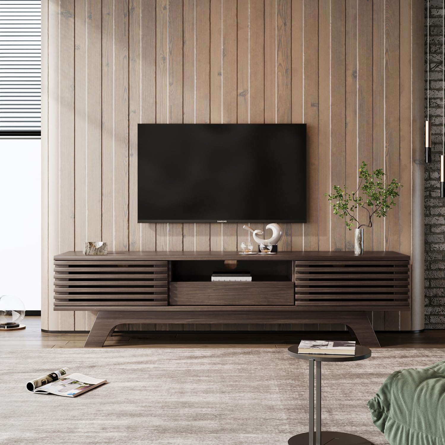 150 × 35 × 44 cm - Meuble TV Bois avec Tiroir Et Portes - Table Television Salon, Design Vintage, Rangement Multimédia avec Gestion des Câbles - Meuble Bas pour Salon