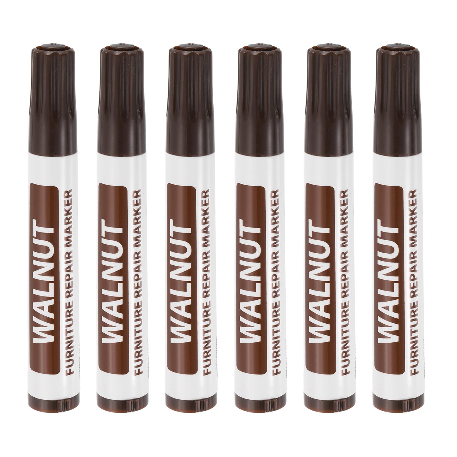 uxcell Furniture Repair Wood Markers, 6 Pcs Walnut Touch Up Filler Sticks, Oil Based Paint Markers for Scratches, Wood Floors, Tables, Cabinet,