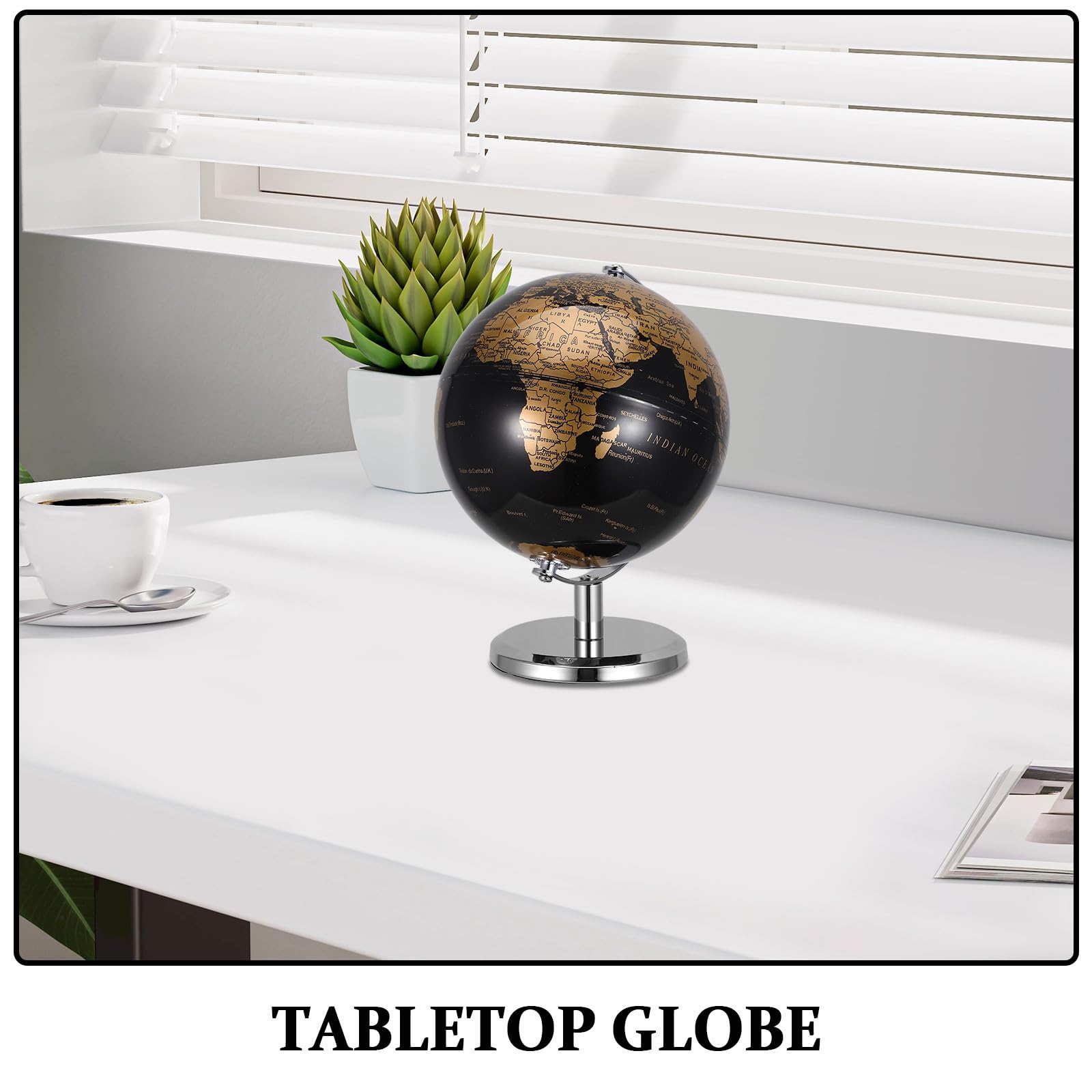 Globo Terráqueo Decorativo Accesorio Educativo y Decorativo Moderno para Escritorio con Diseño Detallado para Oficina y Estudio
