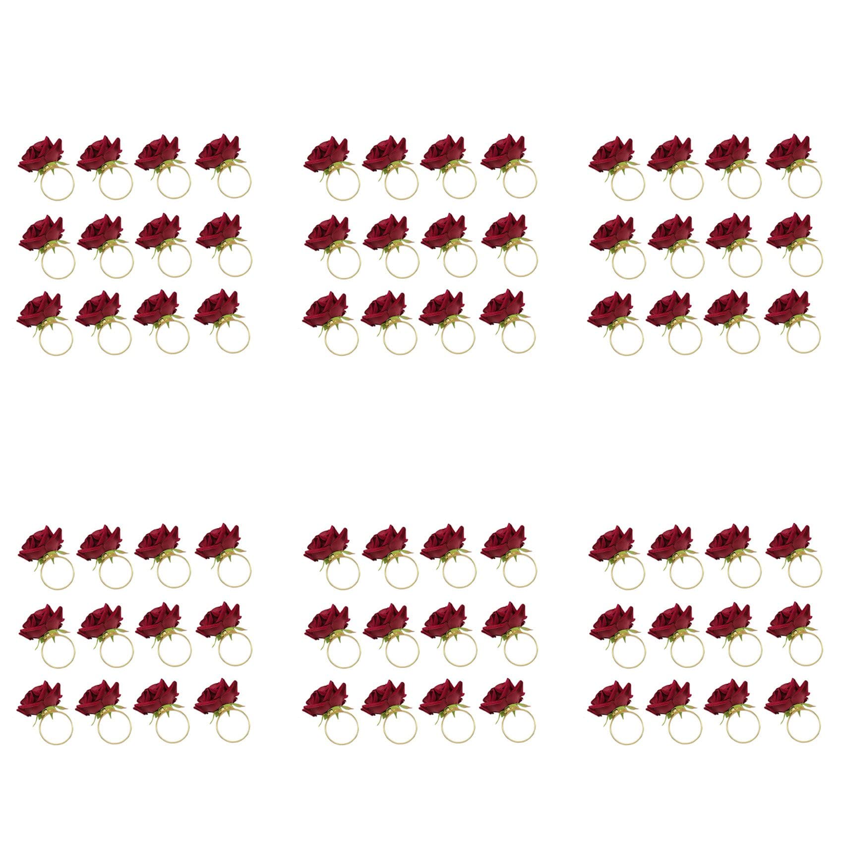 Hndhbfgrt 72 PCS Red Rose Shape Towel Buckle Napkin Ring Wedding Party Valentine'S Day Hotel Table Decor Metal Gold Napkin Holder