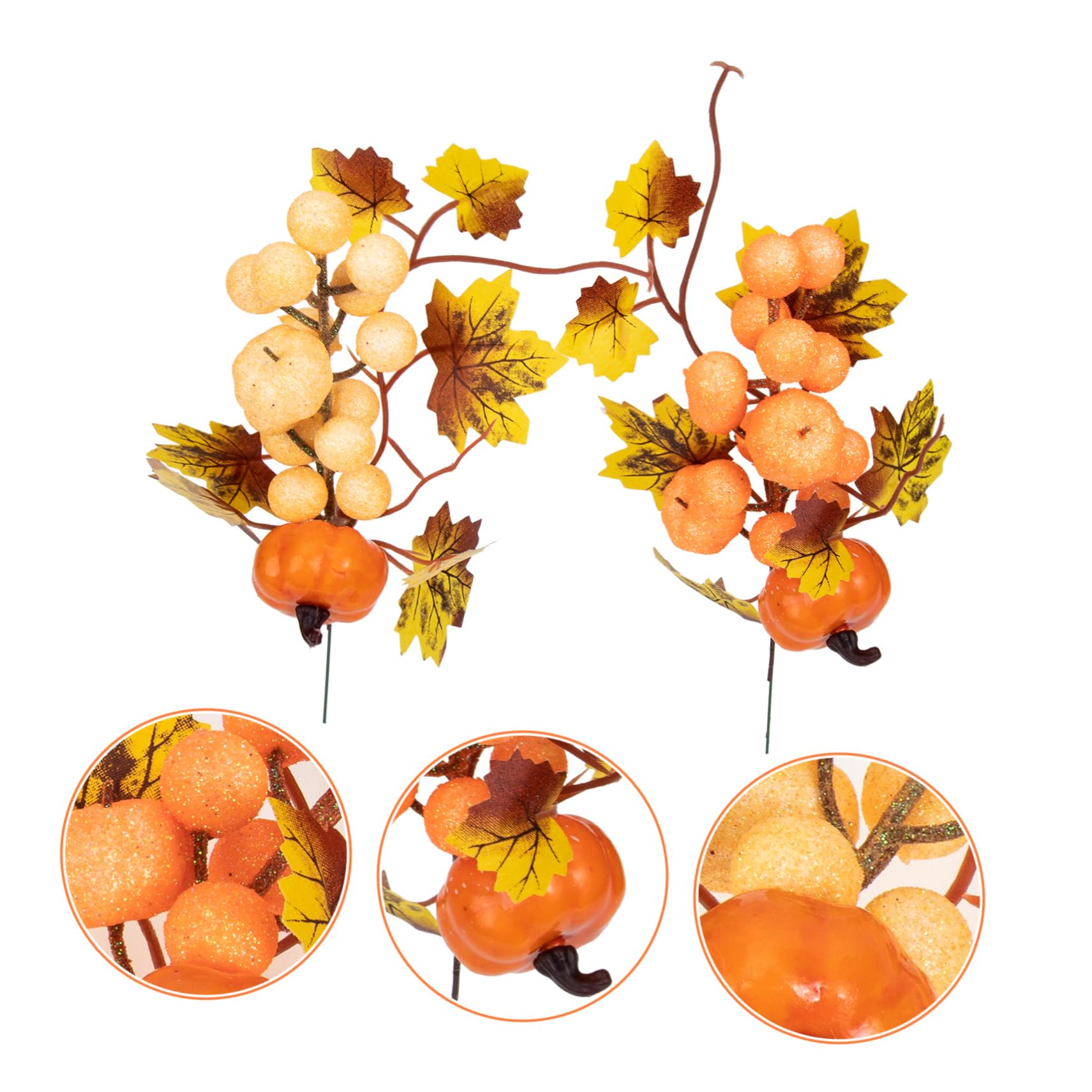Abaodam 4sets Maple Leaf Zweig Kürbisse Festliche Halloween Decor Faux Herbst Blatt Design 2 Stücke * 4