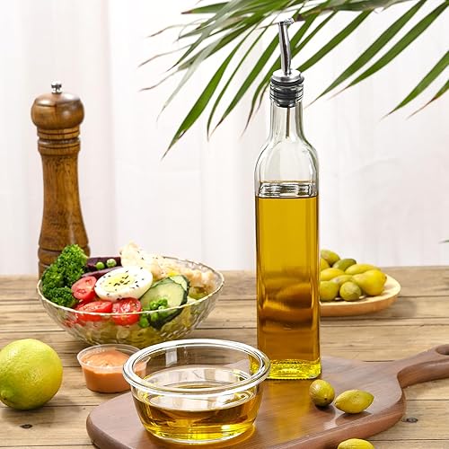 Miniatura 8 de AOZITA - Botella dispensadora de aceite de oliva de vidrio transparente de 500 ml, ideal para aceite y vinagre, con vertedores y embudo, jarra Claro