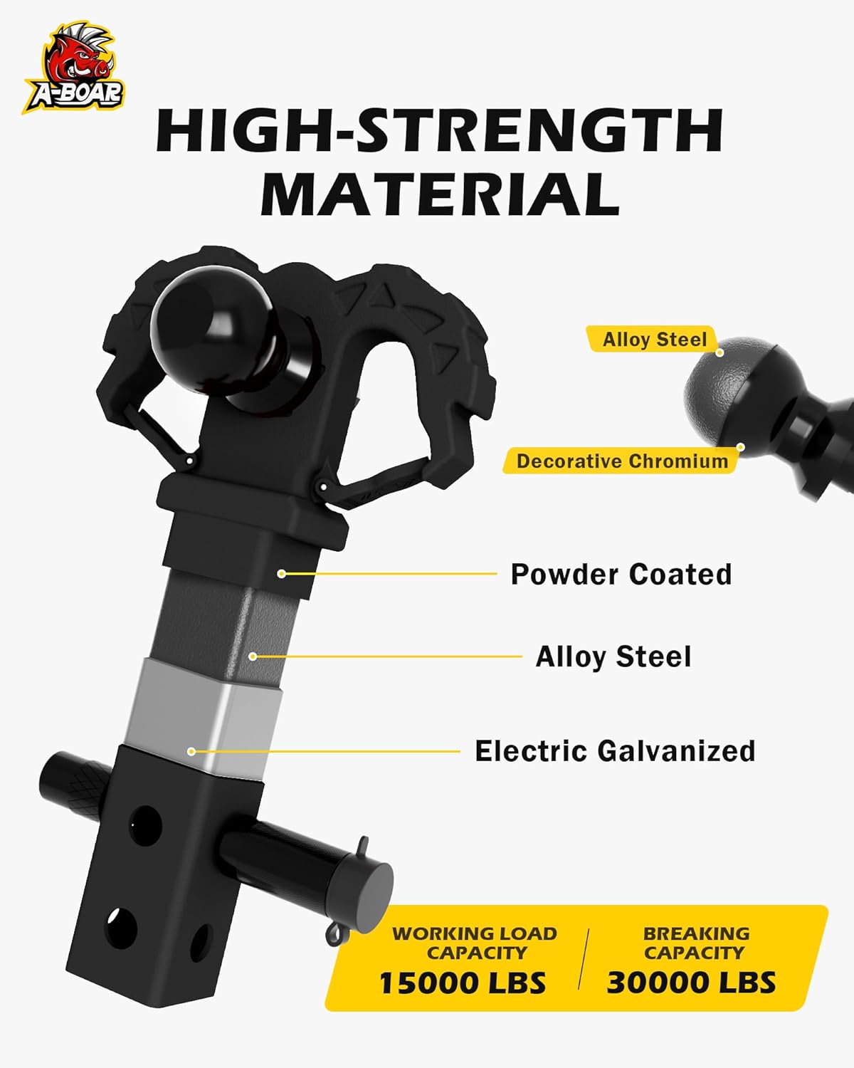 Hitch Step for 2" Receivers,Trailer Hitch with 2-Inch Ball Hitch and Trailer Hitch Pin, Drop Forged Steel Truck Hitch Step, 14 Ton (30000 Lbs) Maximum Break Strength Tow Hitch Receiver, Black - Image 4