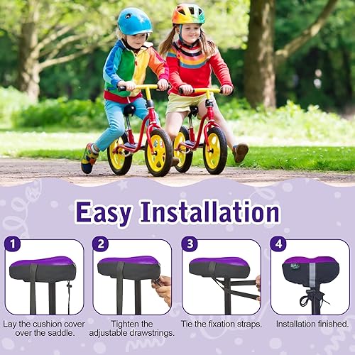 Miniatura 5 de Zacro Funda de cojín de gel para asiento de bicicleta para niños y niñas, funda de asiento de bicicleta antideslizante para niños pequeños,