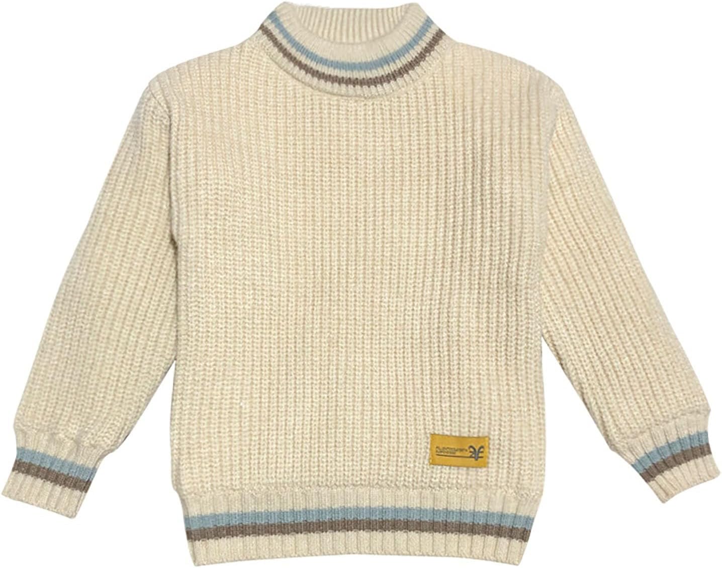 Boys Stripe Pullover Sweater Kids Chunky Long Sleeve Knit Pullover Sweater Boys and Girls Sweaters