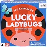 Petit Collage: Lucky Ladybugs - Ladybug Garden Racing Game - Get to The Flower First to Win - Family Game Night Favorite and Educational Activity - Includes Wooden Game Pieces and Sturdy Game Board